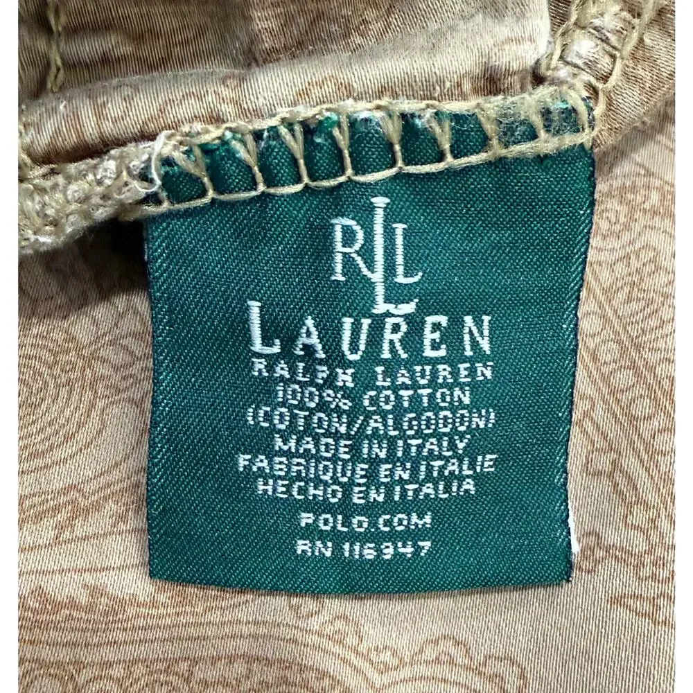 VINTAGE Lauren Ralph Lauren Italy Paisley Standard Pillowcase Taupe Brown Cotton